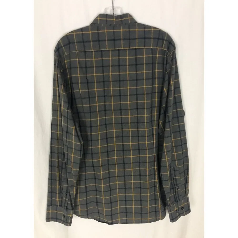 Banana Republic Soft Wash Tailored Slim Fit Shirt Size L Mens‎ Gray Plaid Cotton